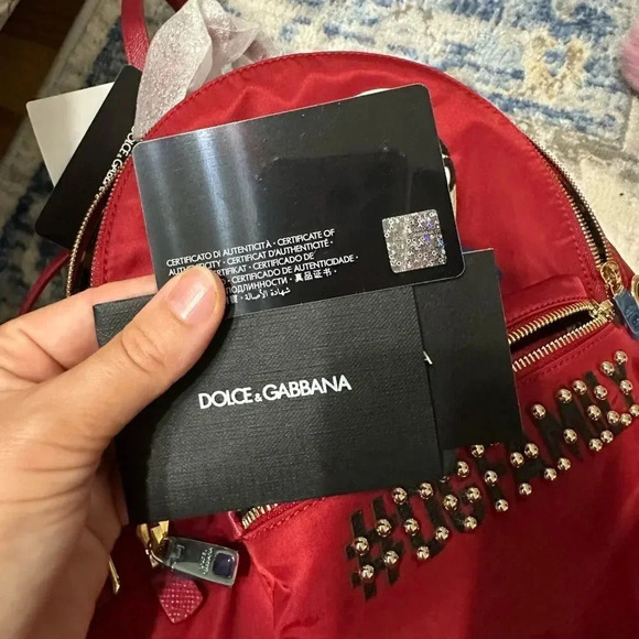 Dolce & Gabanna Red Appliquéd Shell Backpack NWT - Picture 11 of 11